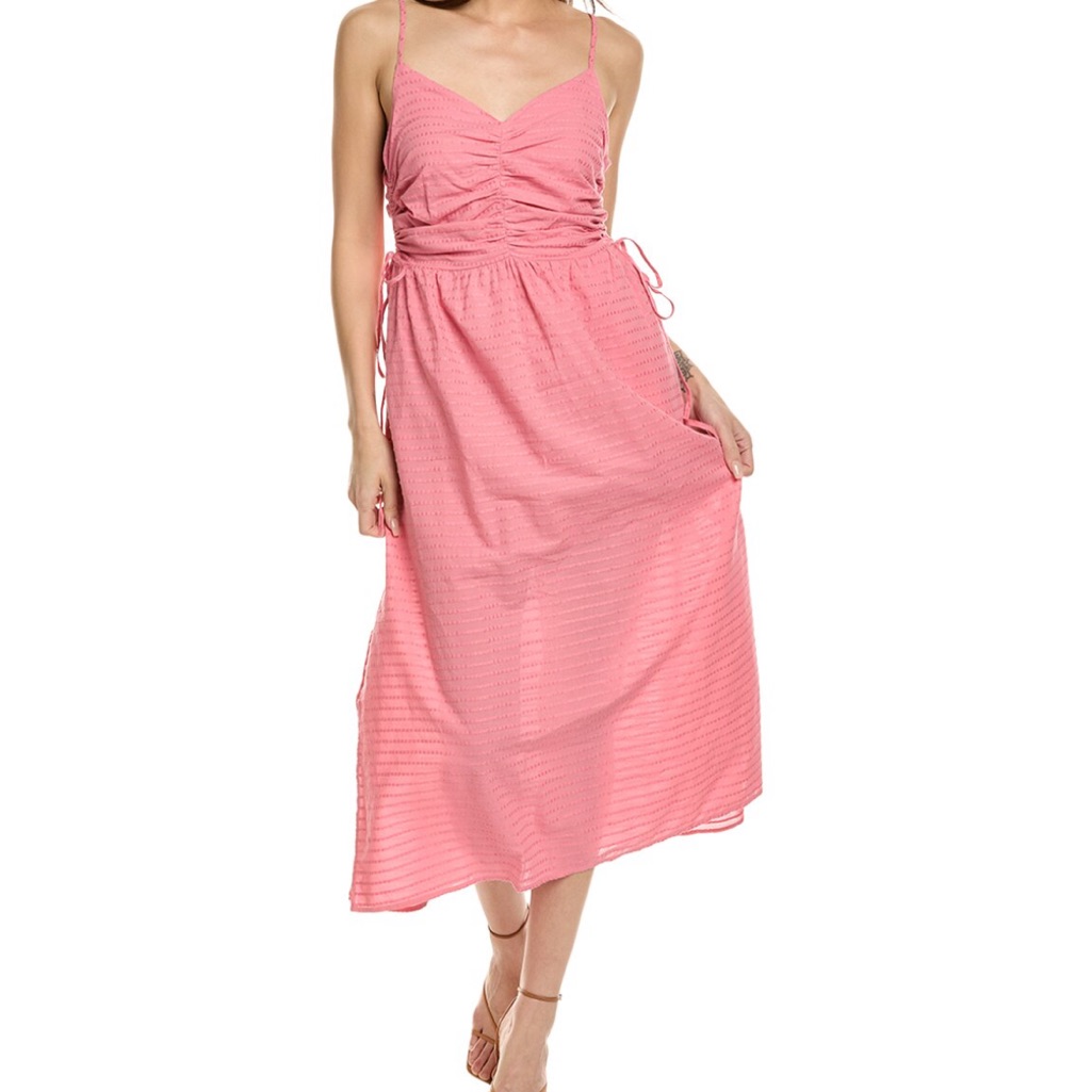 Nation Ltd Peppa Ruched Linen-Blend Sundress Pink